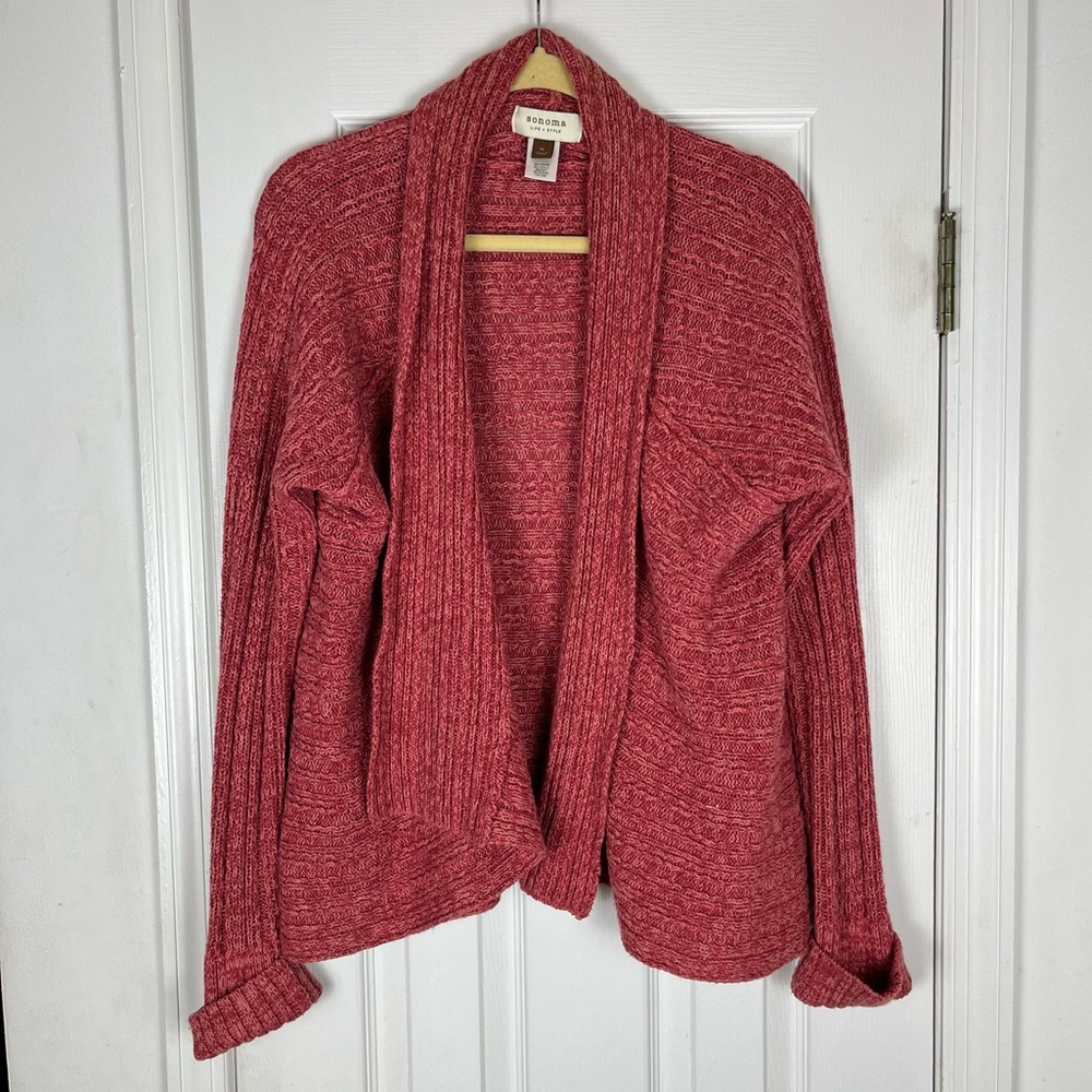 Sonoma Life & Style Women’s Open Front Cardigan Sweater XL Crotchet Knit